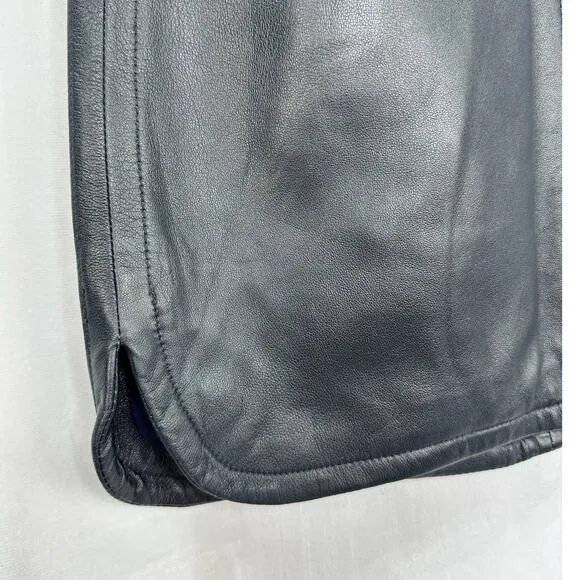 Banana Republic Leather Mini Skirt in Navy Blue Tulip Hem size 0