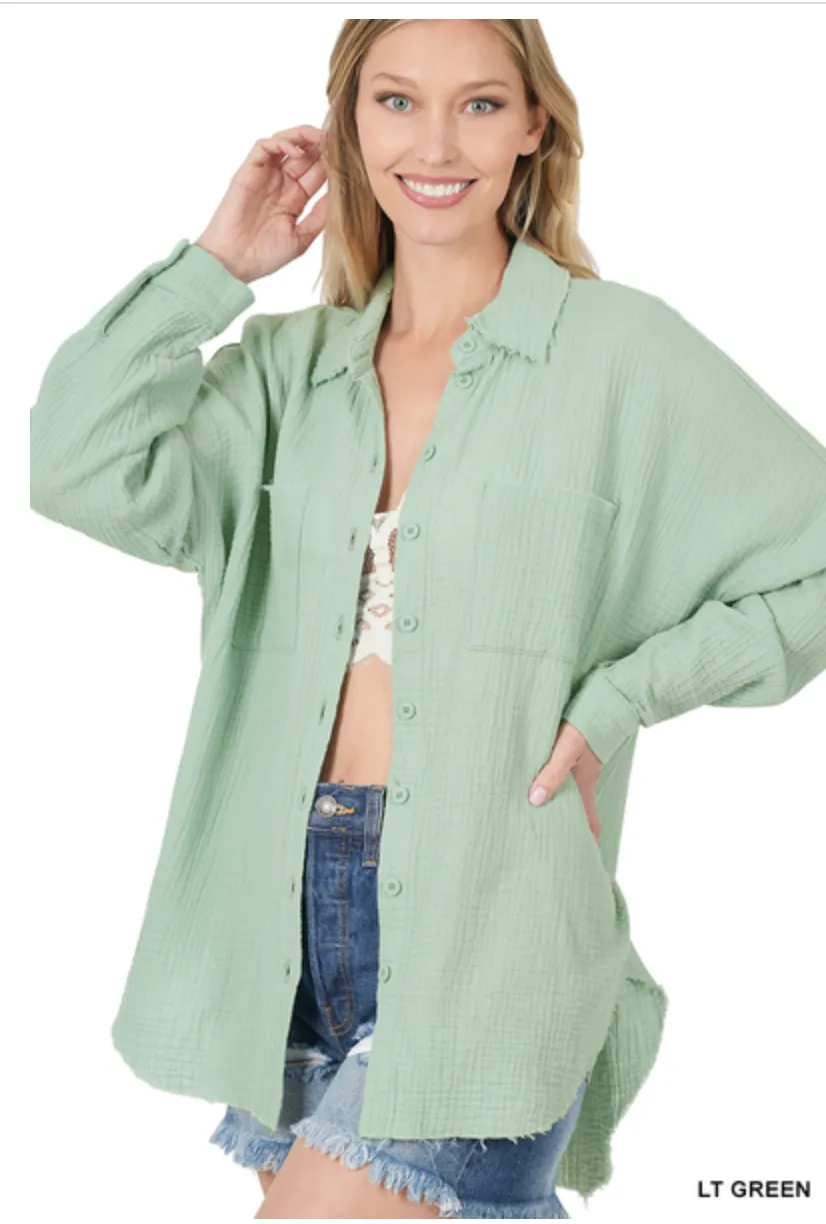 Beachy Raw Edge Long Sleeve-Multiple Colors Available