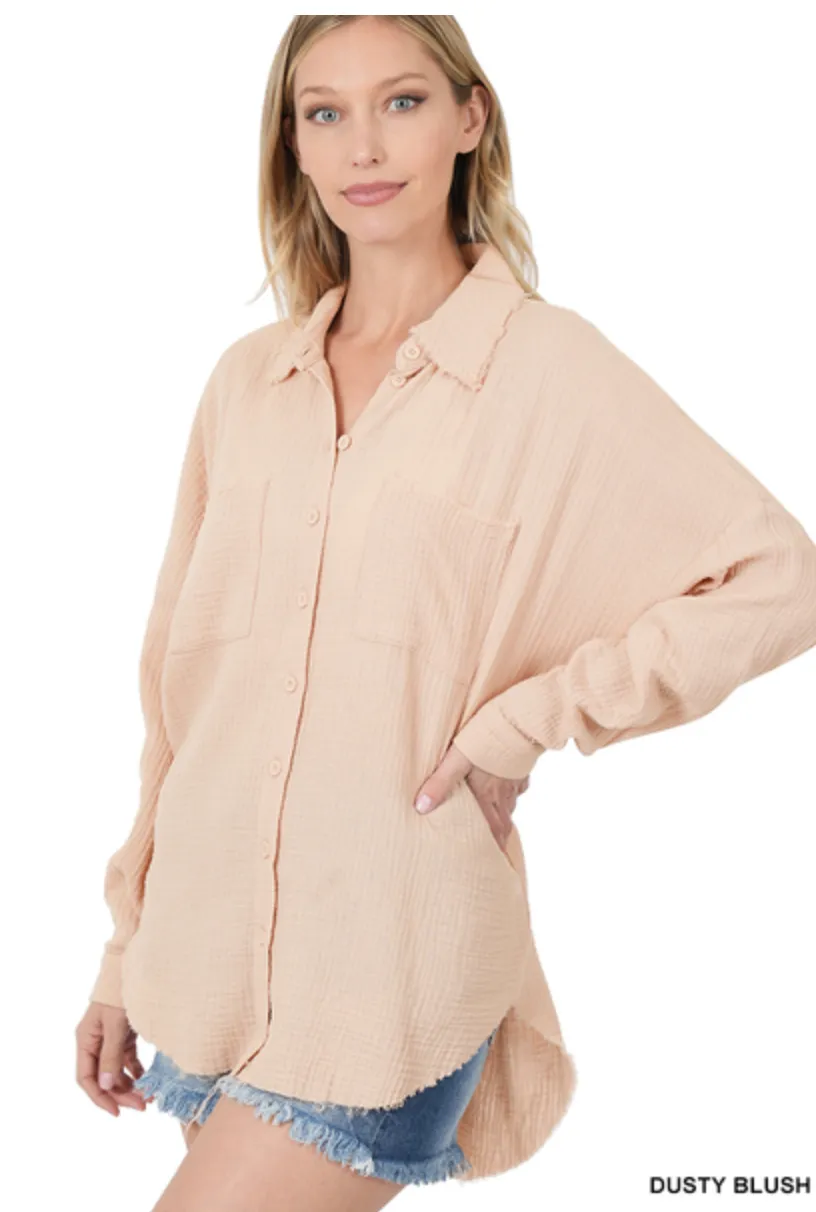 Beachy Raw Edge Long Sleeve-Multiple Colors Available