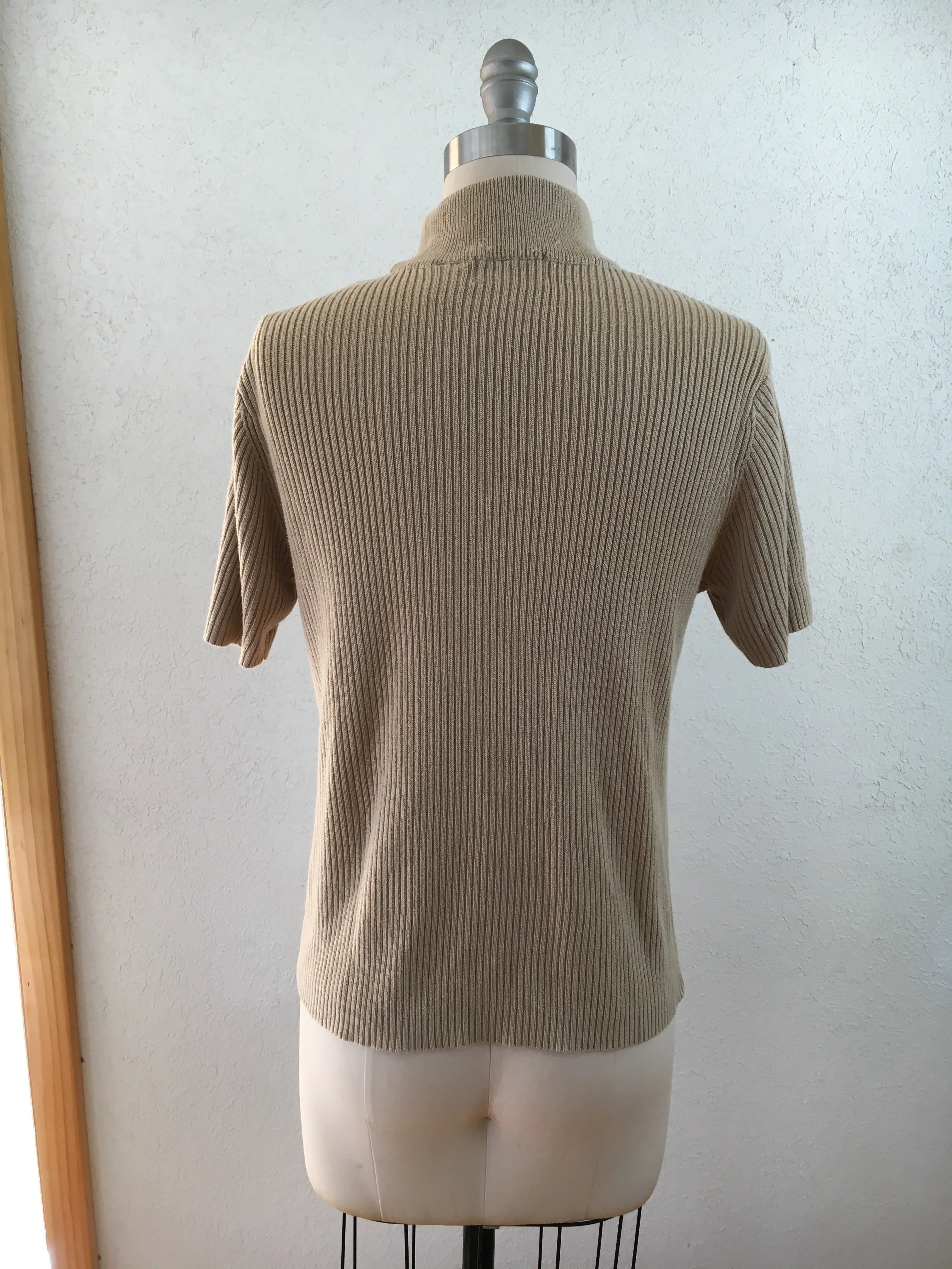 Beige Mock Neck Light Sweater Top