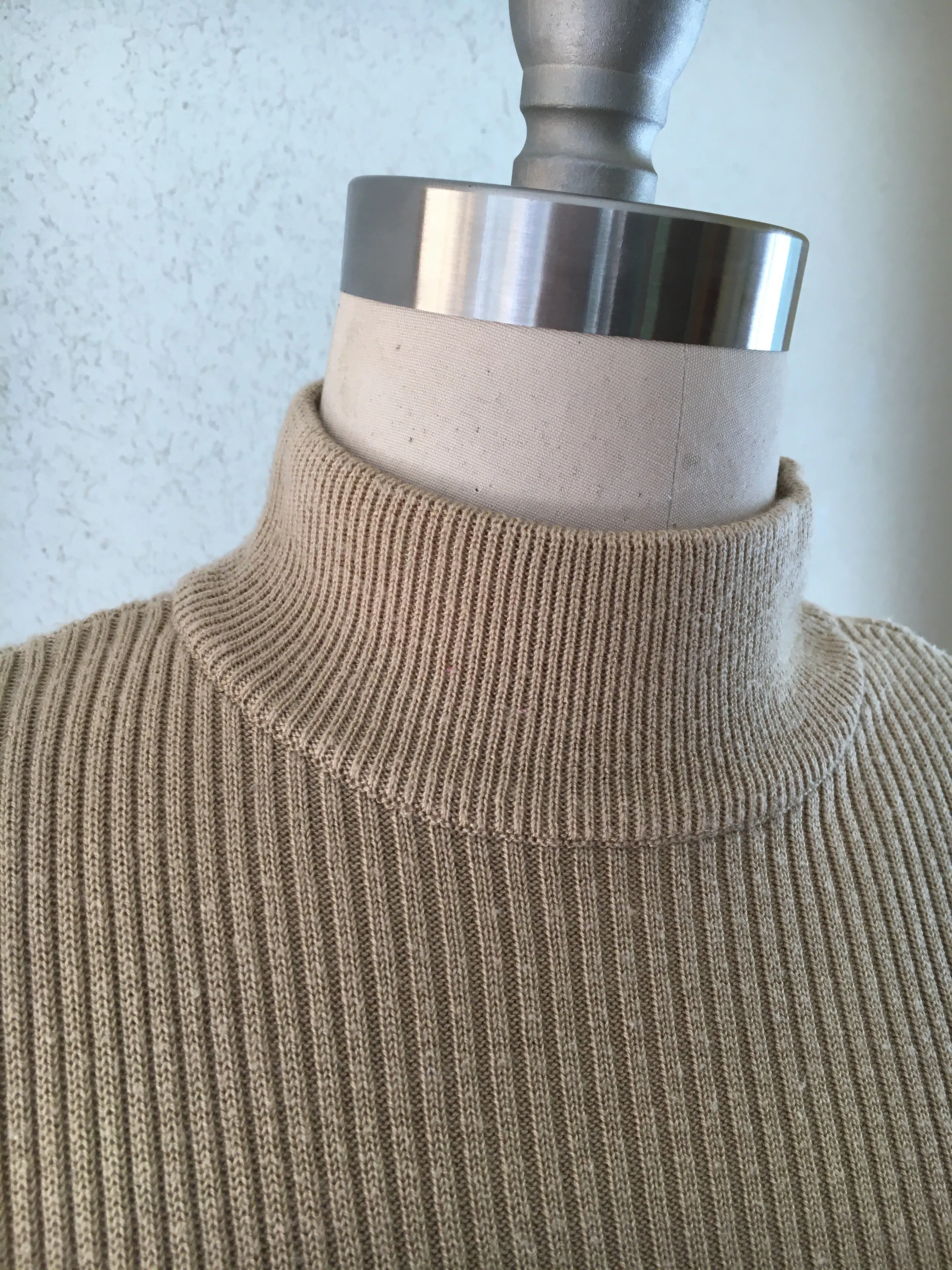 Beige Mock Neck Light Sweater Top