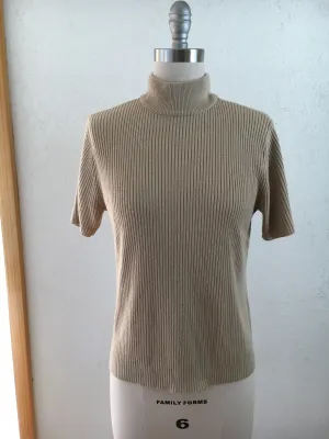 Beige Mock Neck Light Sweater Top