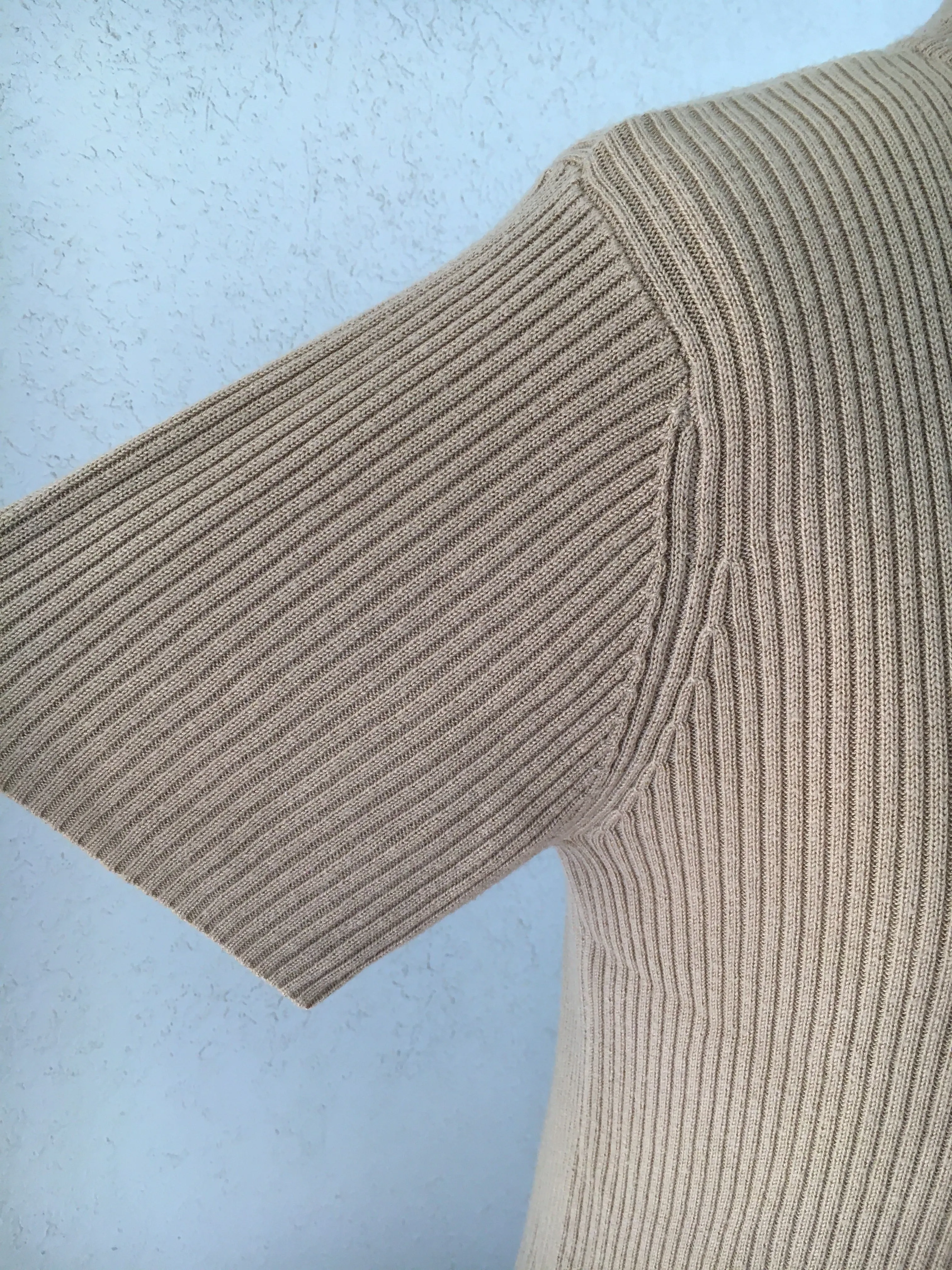 Beige Mock Neck Light Sweater Top