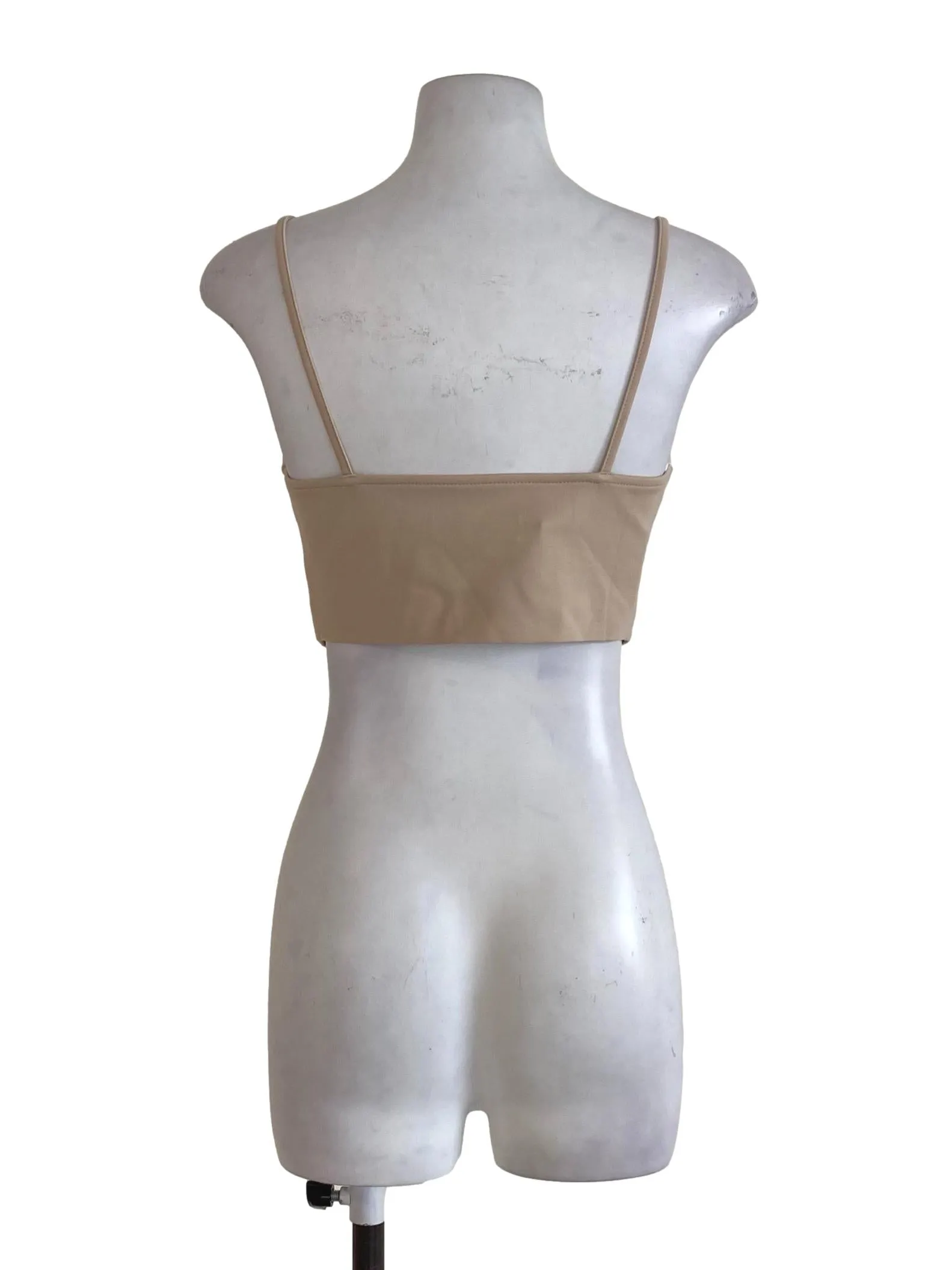 Beige Plain Wide Scoop Crop Top