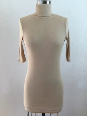 Beige Short Sleeve Long Top