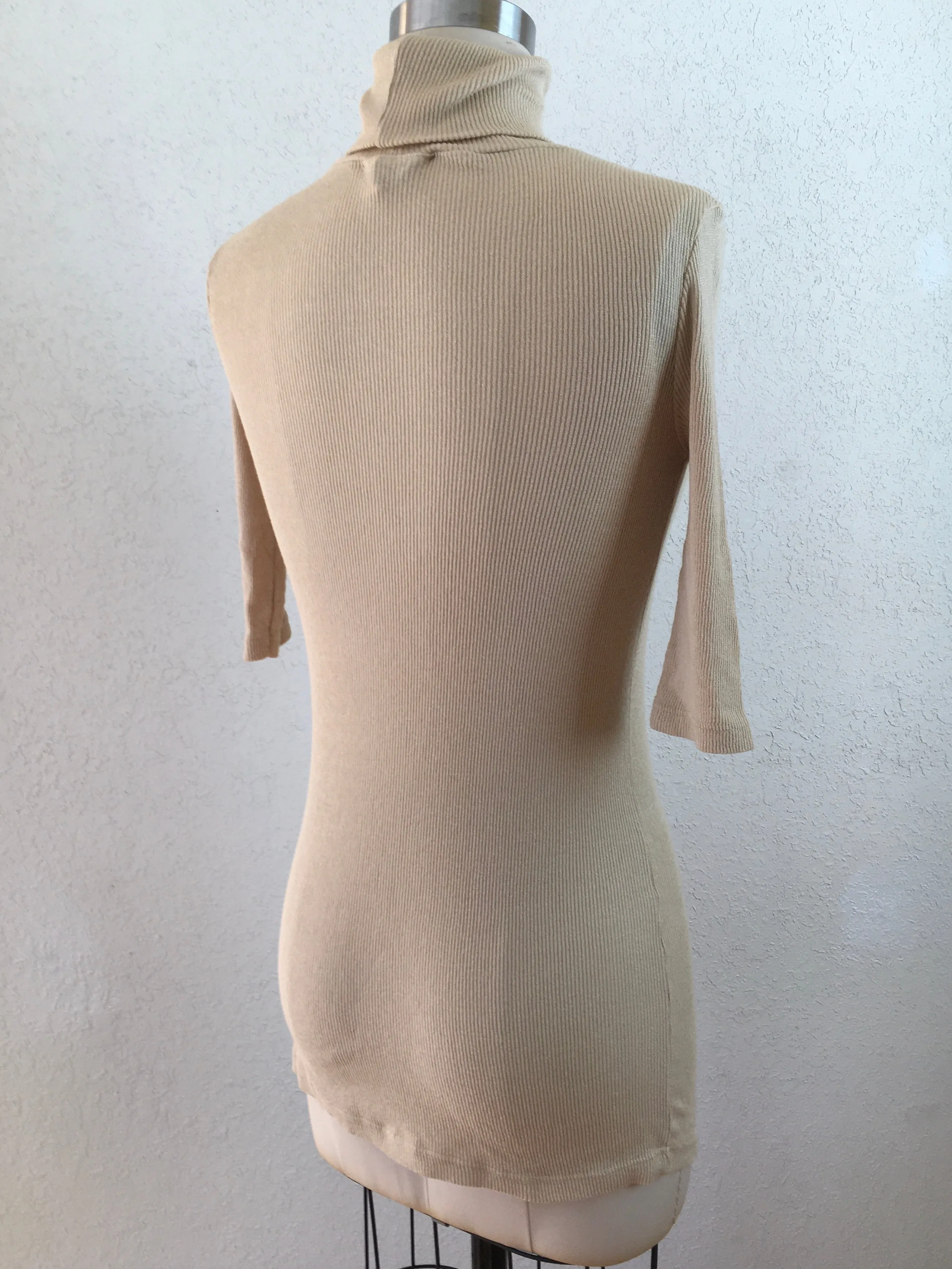 Beige Short Sleeve Long Top