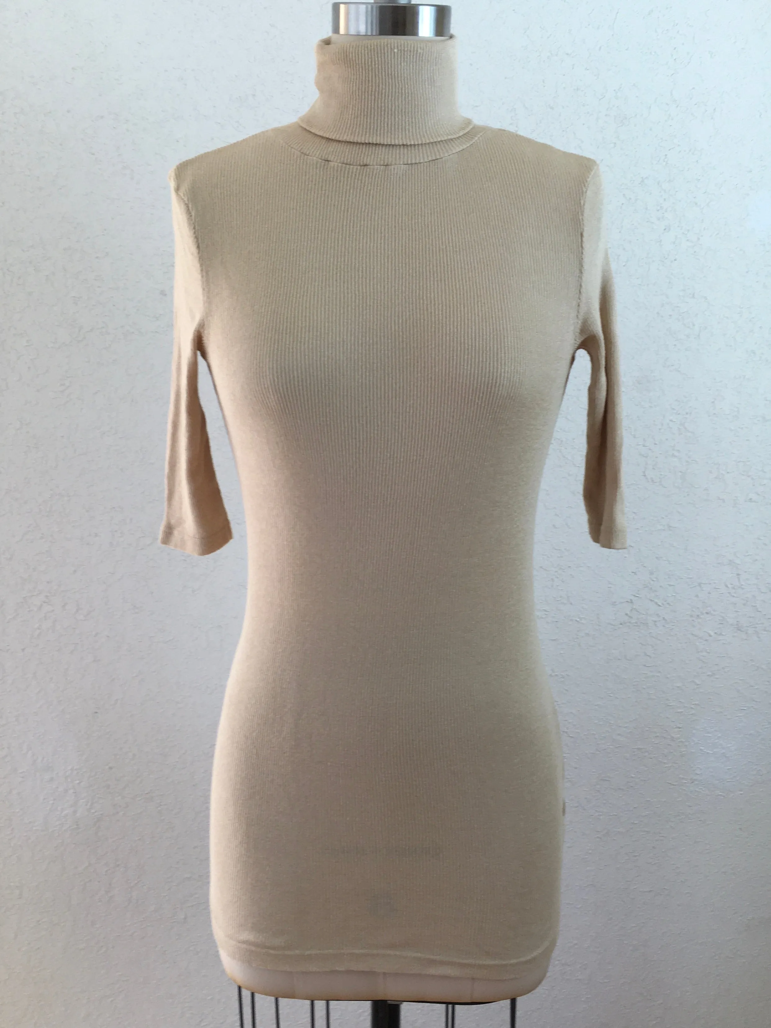 Beige Short Sleeve Long Top