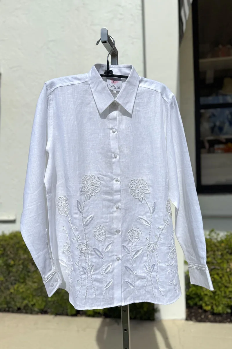 Bella Tu Climbing Flowers Top in White
