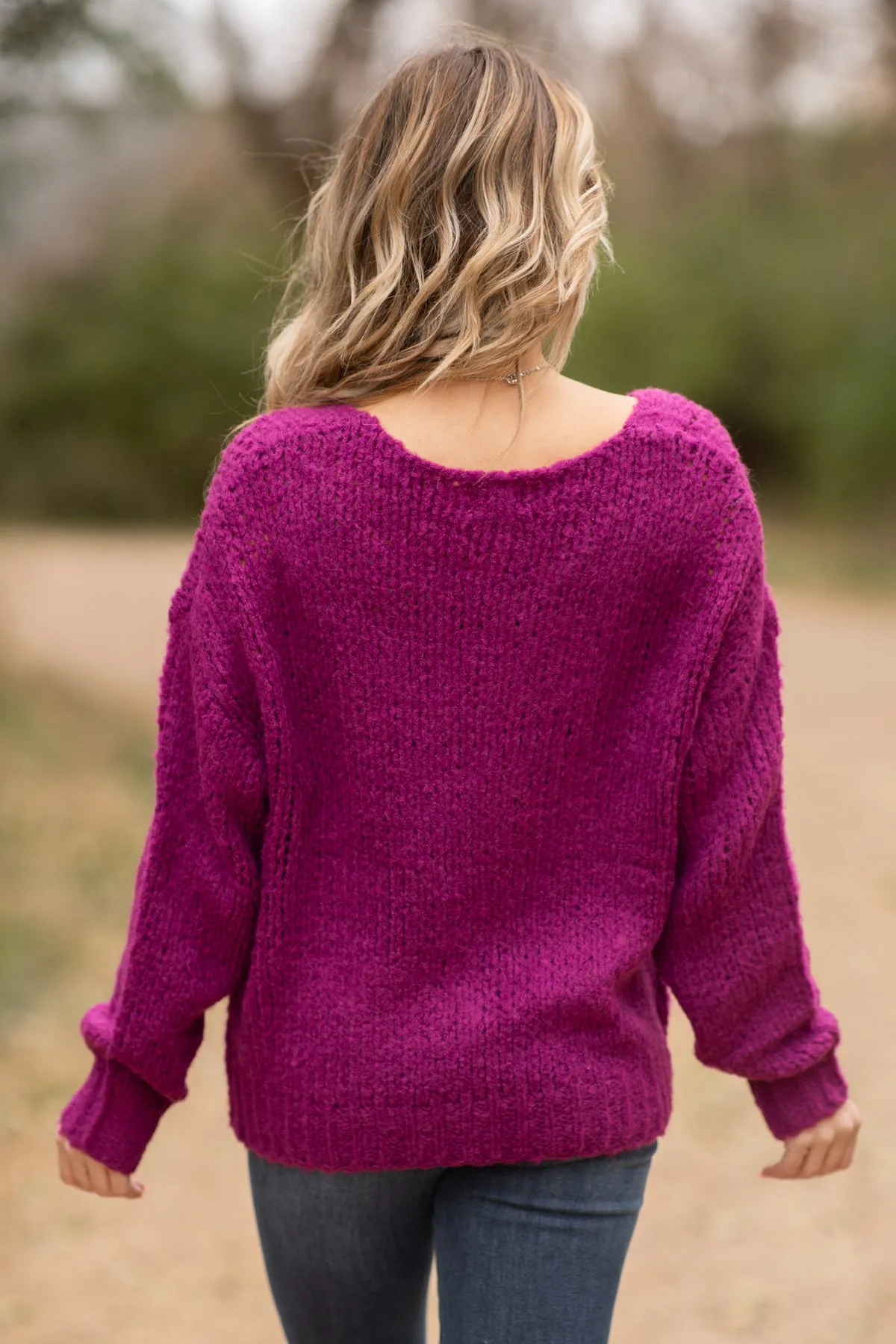 Berry V-Neck Sweater