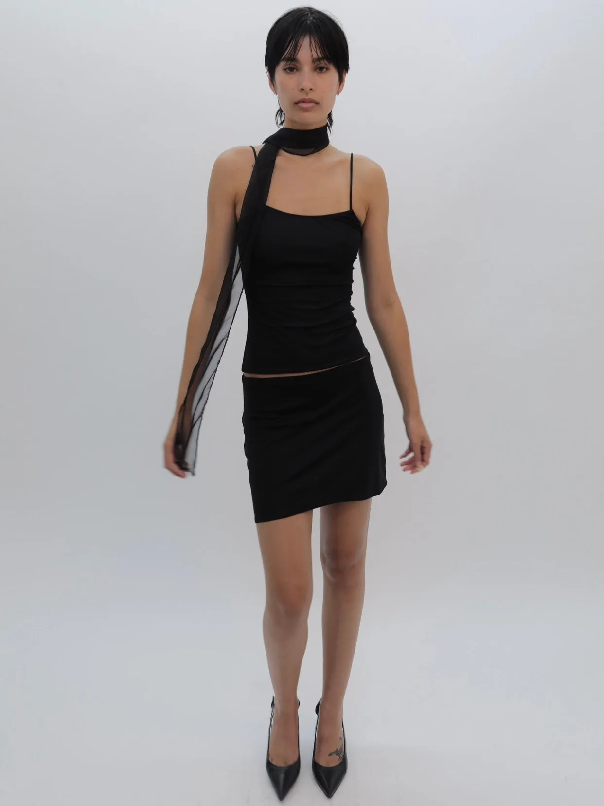 BLACK SILK TANK TOP   DEADSTOCK