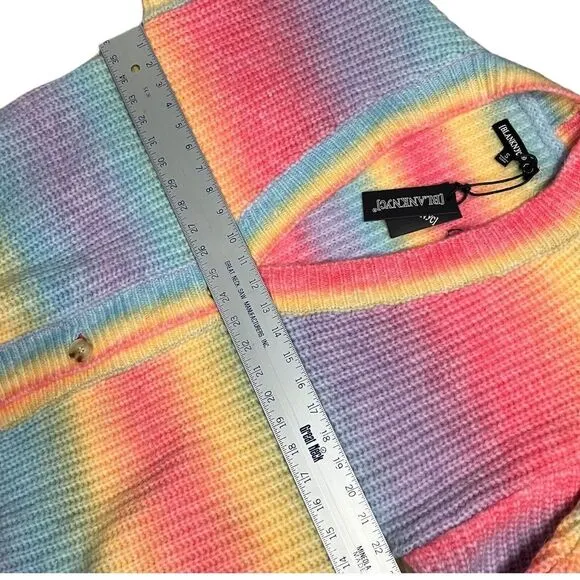 Blank NYC Sweater WMNS S Wool Blend Cardigan Oversized 'I Hope So' Soft Rainbow