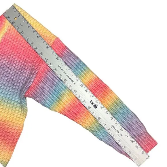Blank NYC Sweater WMNS S Wool Blend Cardigan Oversized 'I Hope So' Soft Rainbow