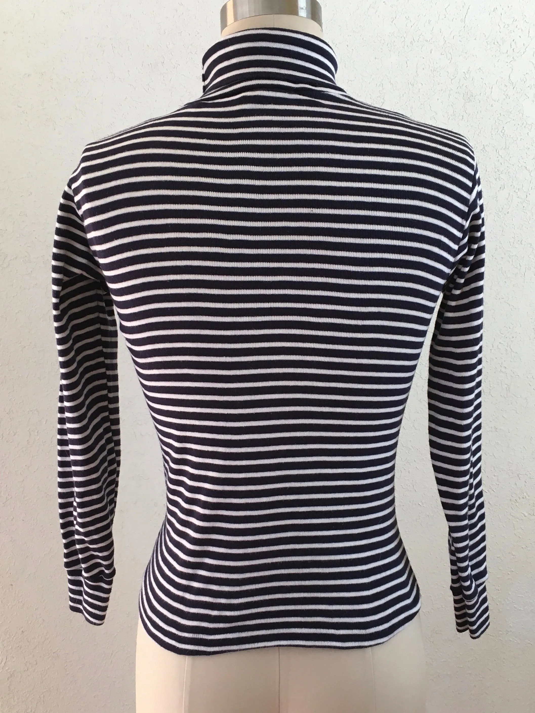 Blue And White Striped Long Sleeve Turtleneck