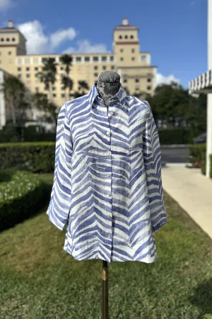 Blue Denim Zebra Linen Shirt
