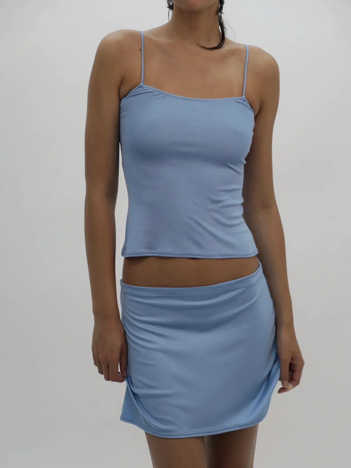 BLUE SILK SKIRT   DEADSTOCK
