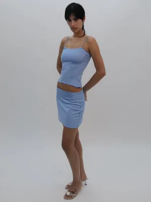 BLUE SILK SKIRT   DEADSTOCK