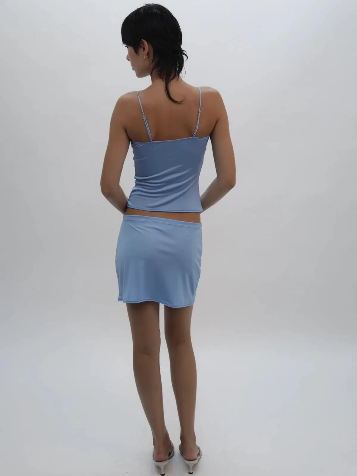 BLUE SILK SKIRT   DEADSTOCK