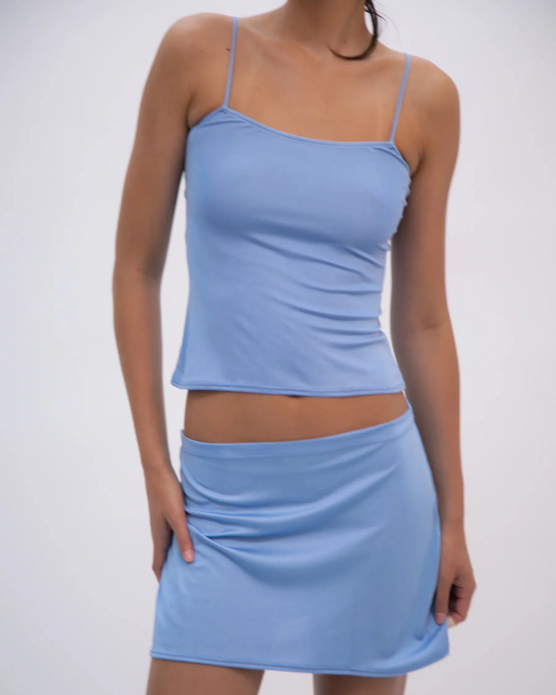 BLUE SILK TANK TOP   DEADSTOCK