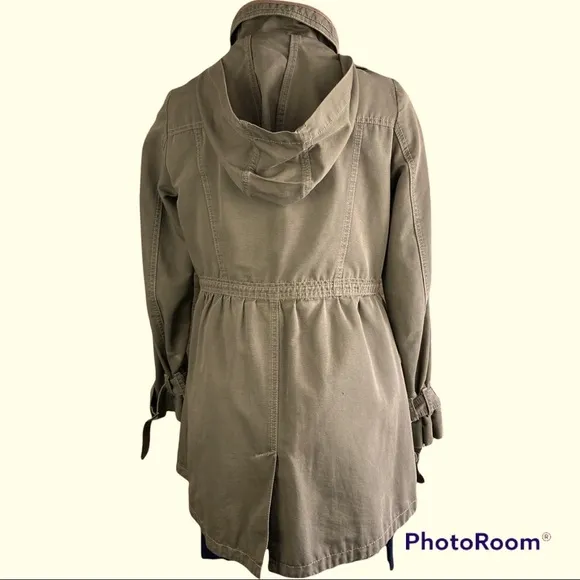 Boden Utility Cargo Hooded Jacket Parka Zip Closure In Olive Green  Size 6