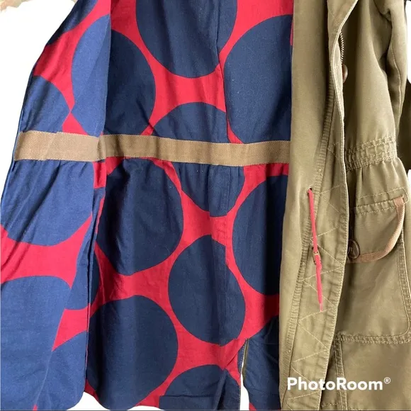 Boden Utility Cargo Hooded Jacket Parka Zip Closure In Olive Green  Size 6