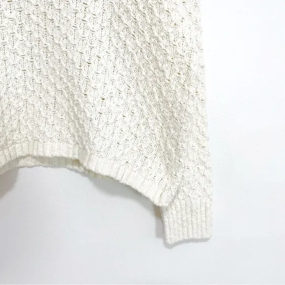 BOGO! Anthropologie Pilcro Christian Cotton Textured V-Neck Sweater Cream Small