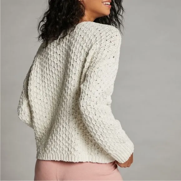 BOGO! Anthropologie Pilcro Christian Cotton Textured V-Neck Sweater Cream Small