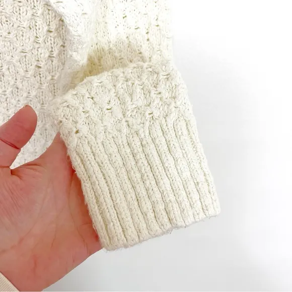 BOGO! Anthropologie Pilcro Christian Cotton Textured V-Neck Sweater Cream Small