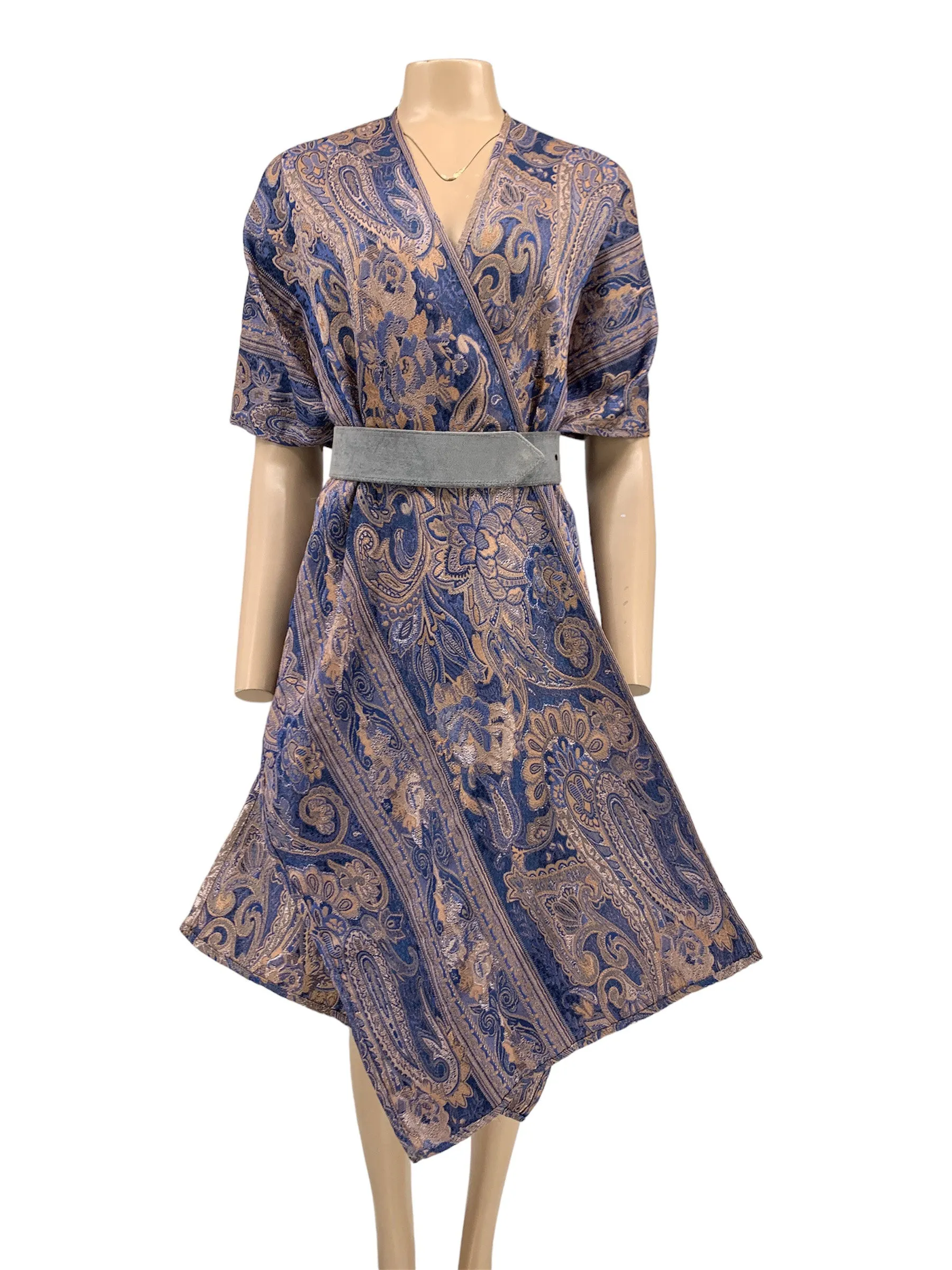 Borcade Cape Kimono with Velvet Belt