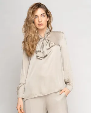 Bow Tie Neck Silky Blouse
