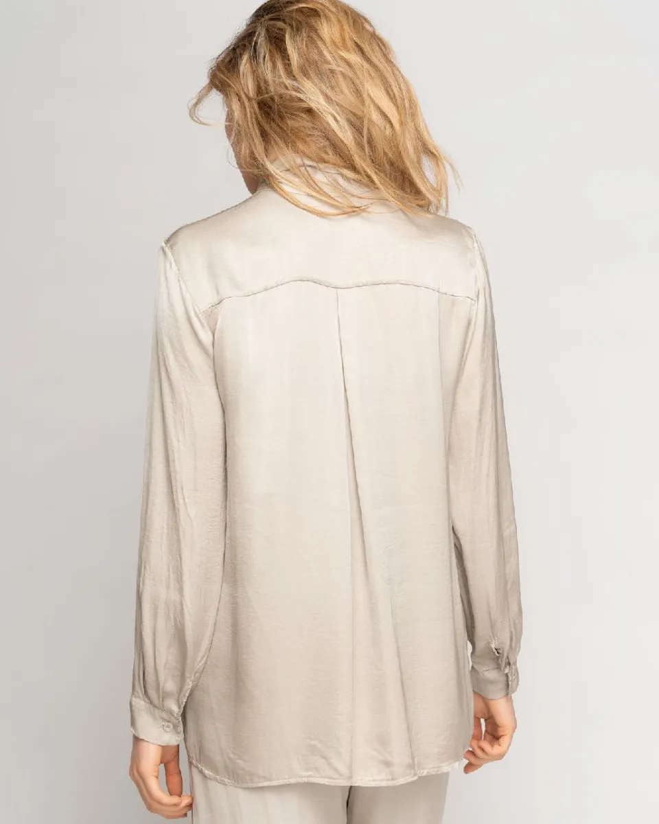 Bow Tie Neck Silky Blouse