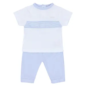 Boys raised stripe panel T shirt and jog pant set.