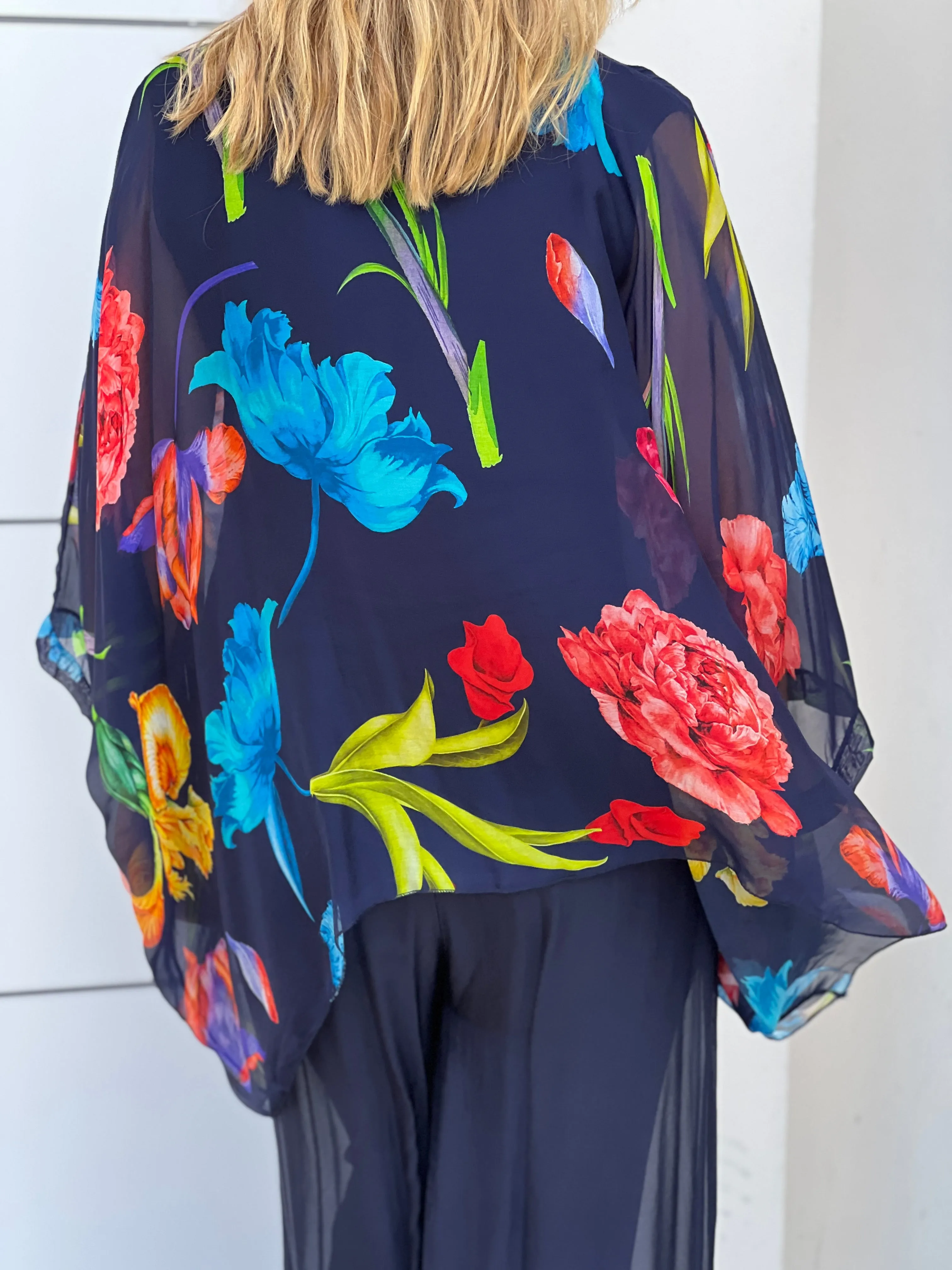 Brax Midnight Floral Silk Top