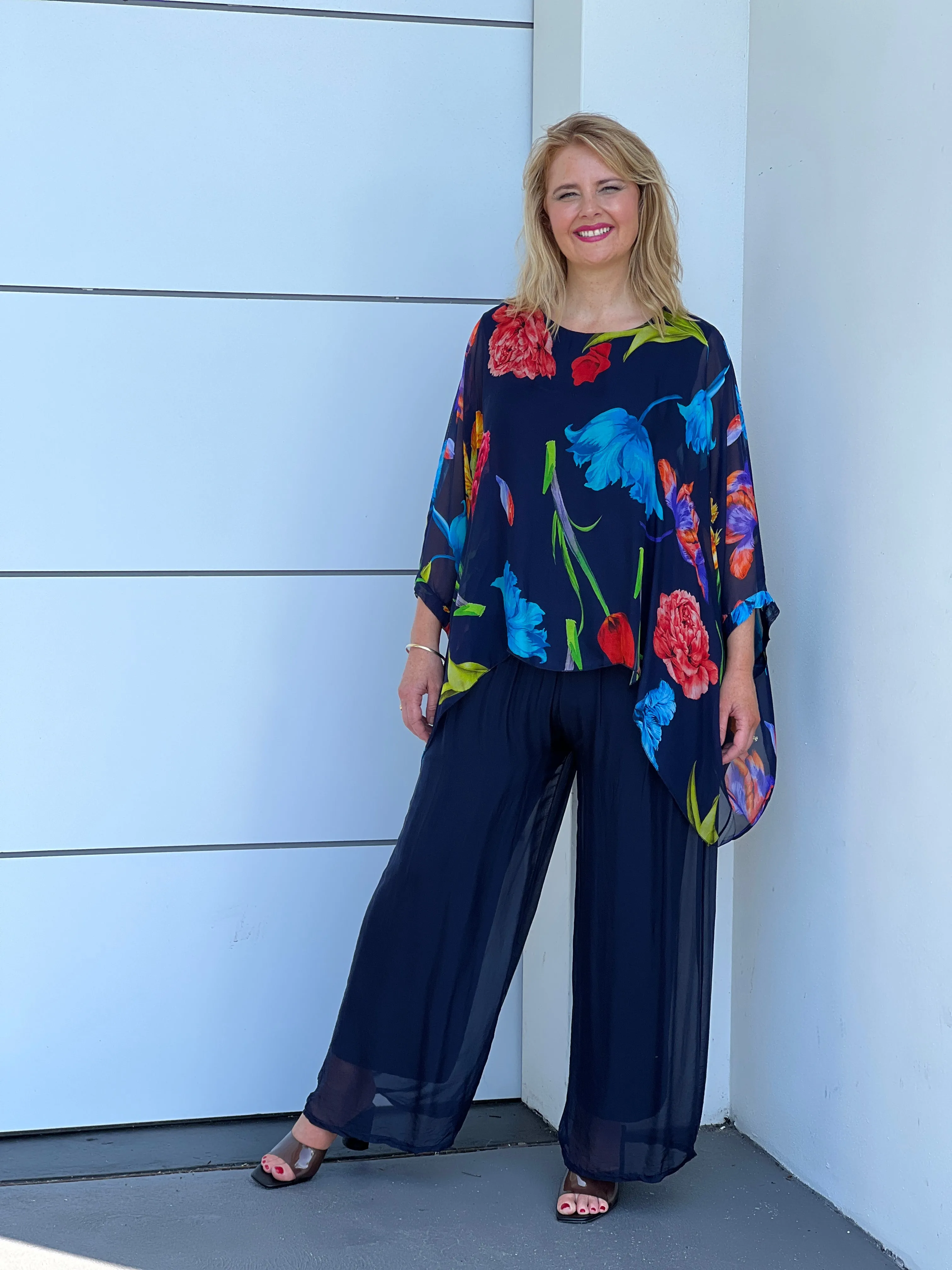 Brax Midnight Floral Silk Top