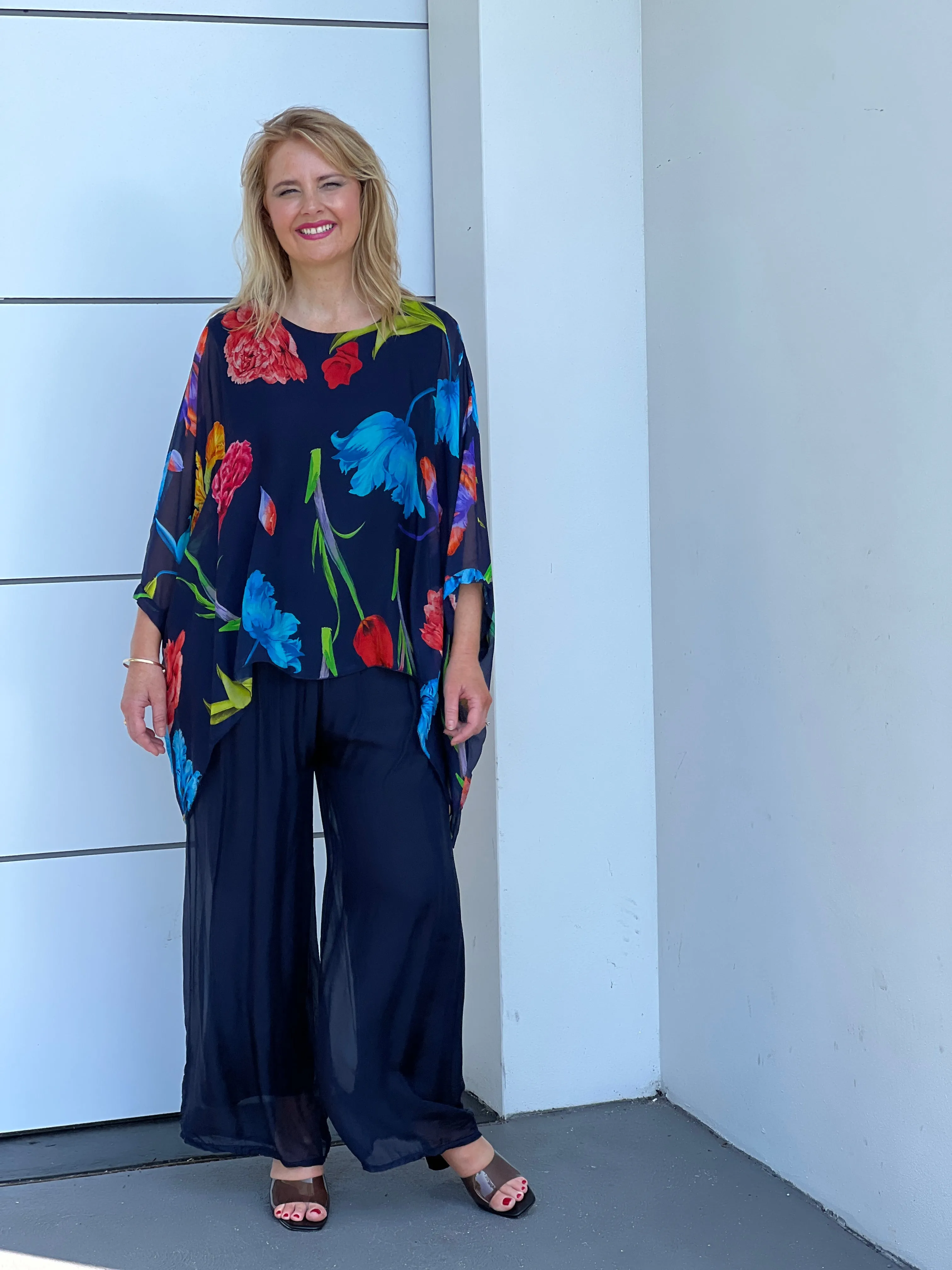 Brax Midnight Floral Silk Top