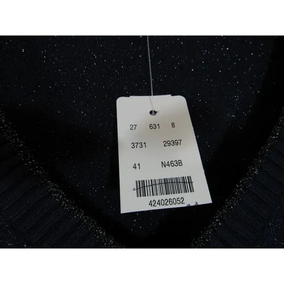 Brooks Brothers Blue Silver Metallic V Neck Thin Knit Sweater Size Small NWT