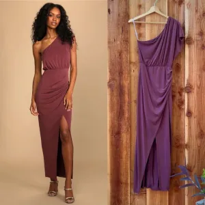 Burgundy Plum One-Shoulder Dolman Modal Maxi Dress 🌿