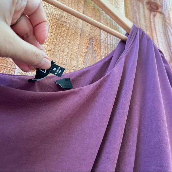 Burgundy Plum One-Shoulder Dolman Modal Maxi Dress 🌿