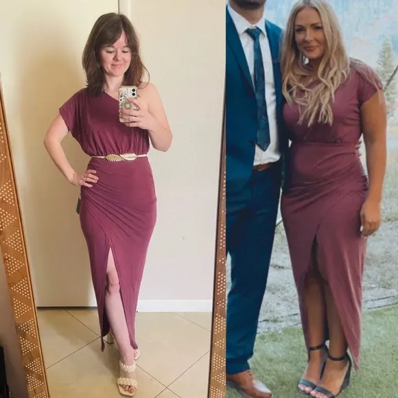Burgundy Plum One-Shoulder Dolman Modal Maxi Dress 🌿