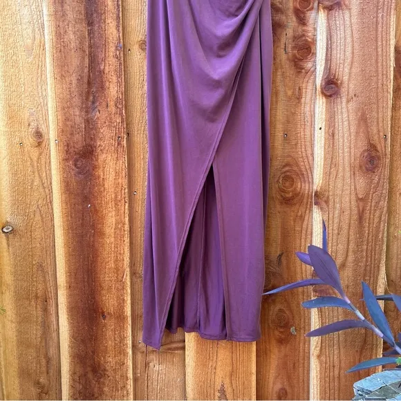 Burgundy Plum One-Shoulder Dolman Modal Maxi Dress 🌿