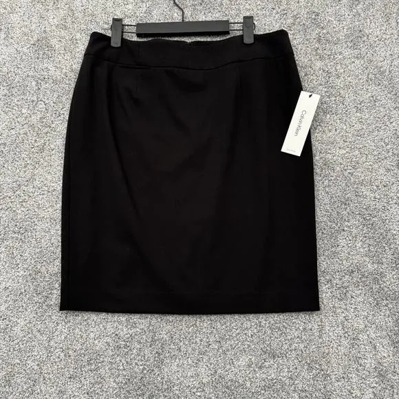 Calvin Klein Suit Skirt 12 Petite Classic Fit Straight Lux Minimalist Corporate