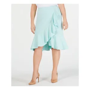 CALVIN KLEIN Womens Aqua Tulip Hem Knee Length Wear To Work Ruffled Skirt 20W