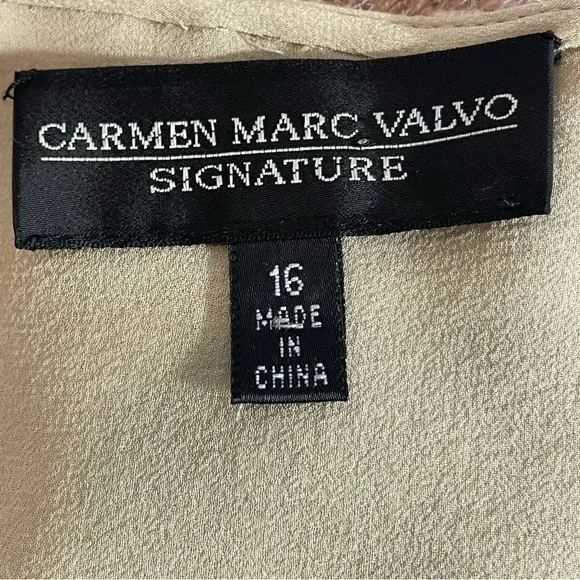 Carmen Marc Valvo Signature Antique Rose Blush Pink Beaded Lace Jacket Top Sz 16