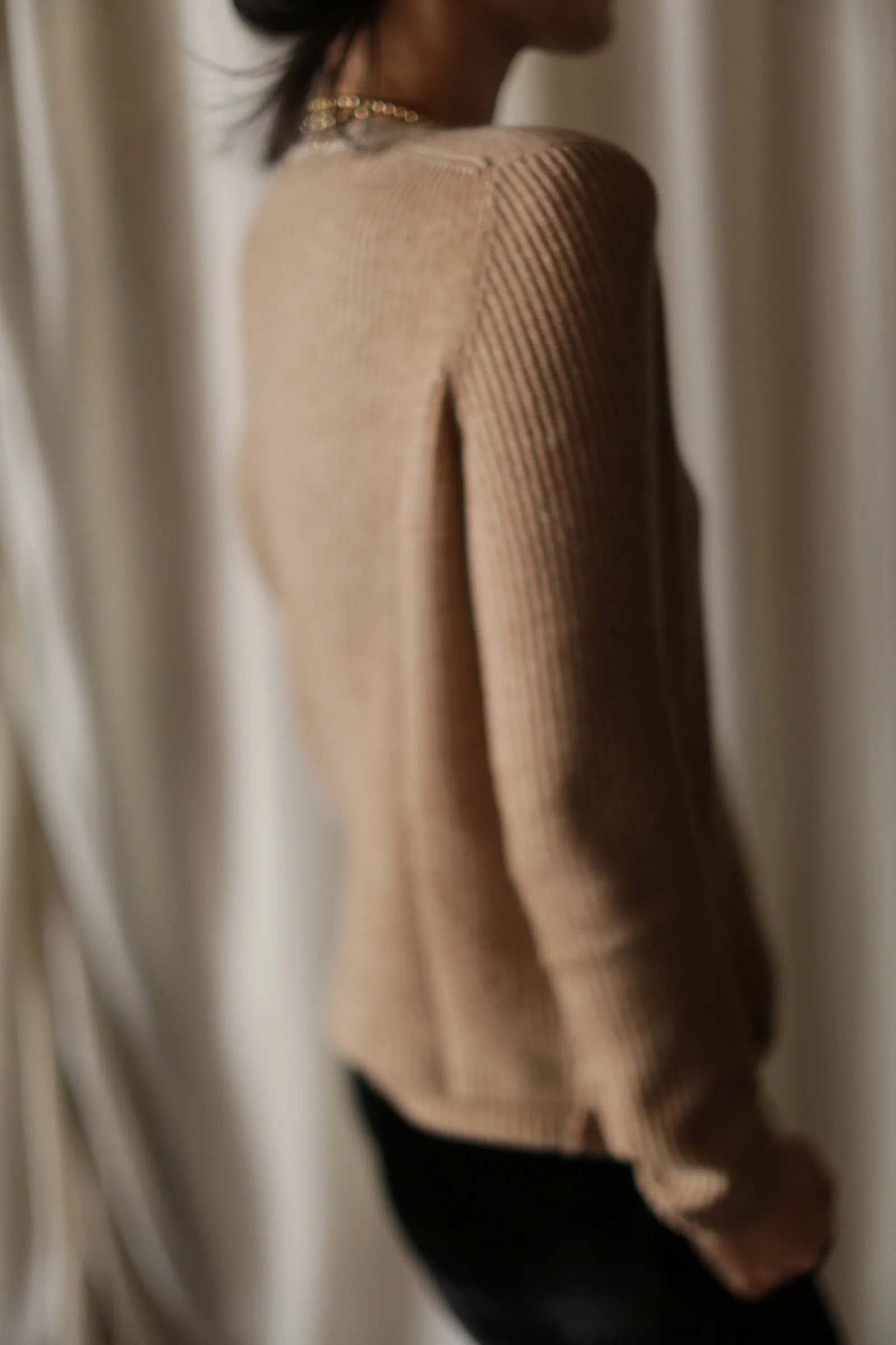 Cashmere Ribbed V-Neck Sweater