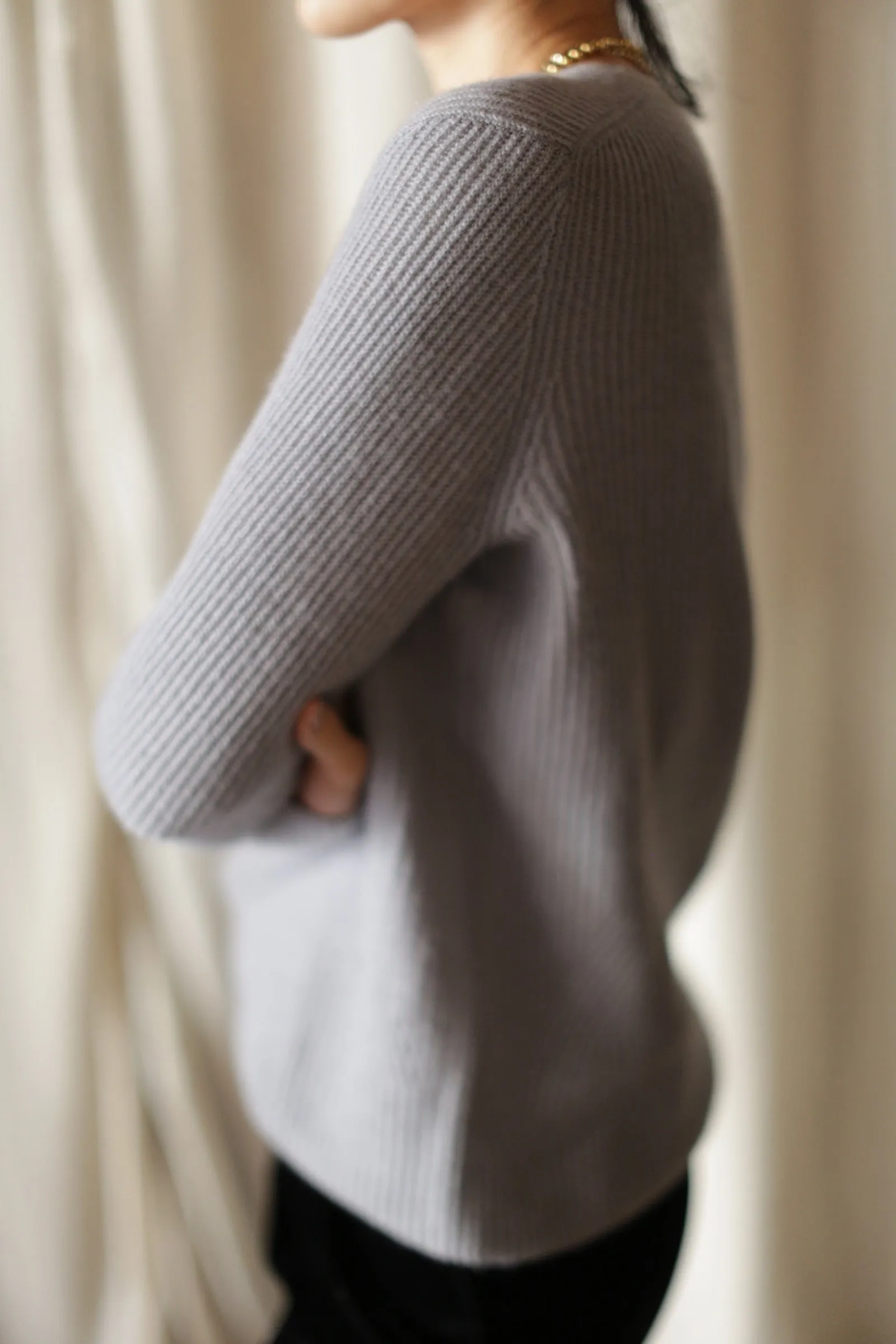 Cashmere Ribbed V-Neck Sweater