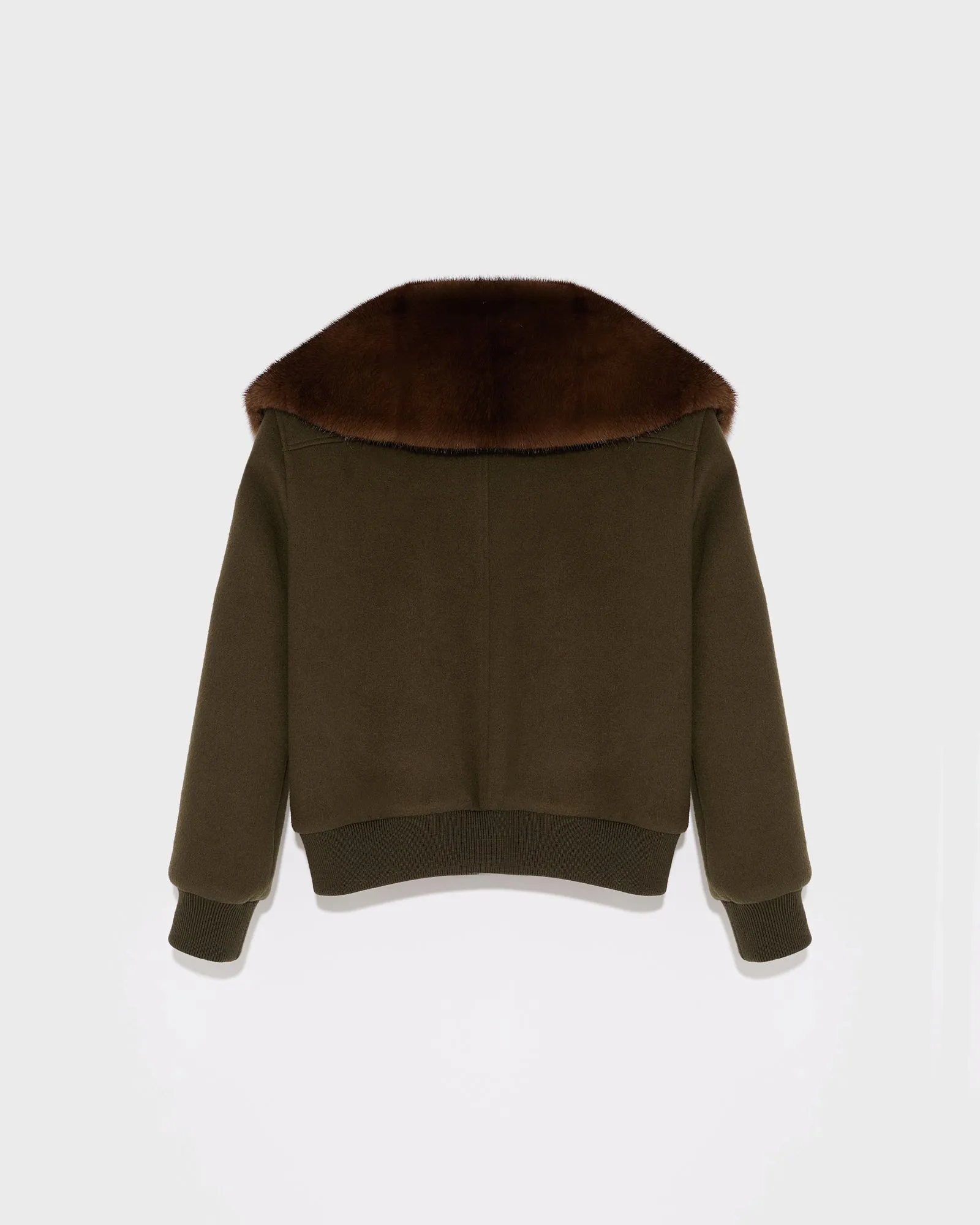 Cashmere wool jacket with mink fur collar