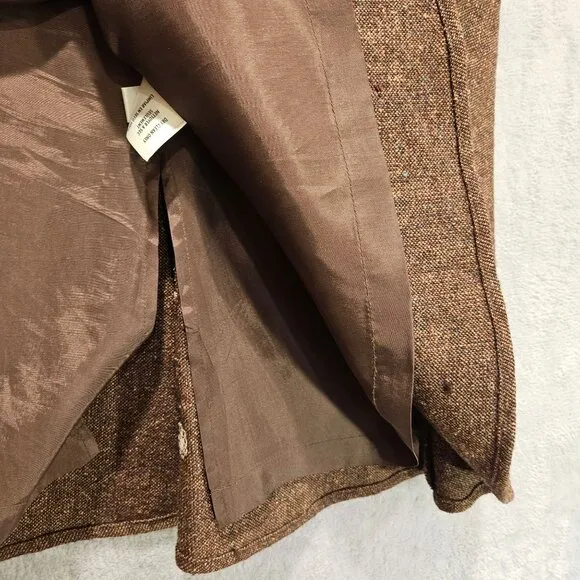 Casual Corner Tulip Skirt suit set Womens 10 Brown wool silk embroidered career