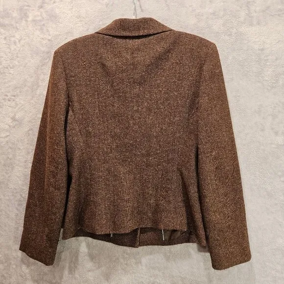 Casual Corner Tulip Skirt suit set Womens 10 Brown wool silk embroidered career