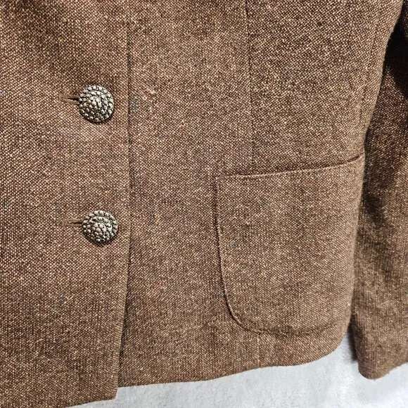 Casual Corner Tulip Skirt suit set Womens 10 Brown wool silk embroidered career