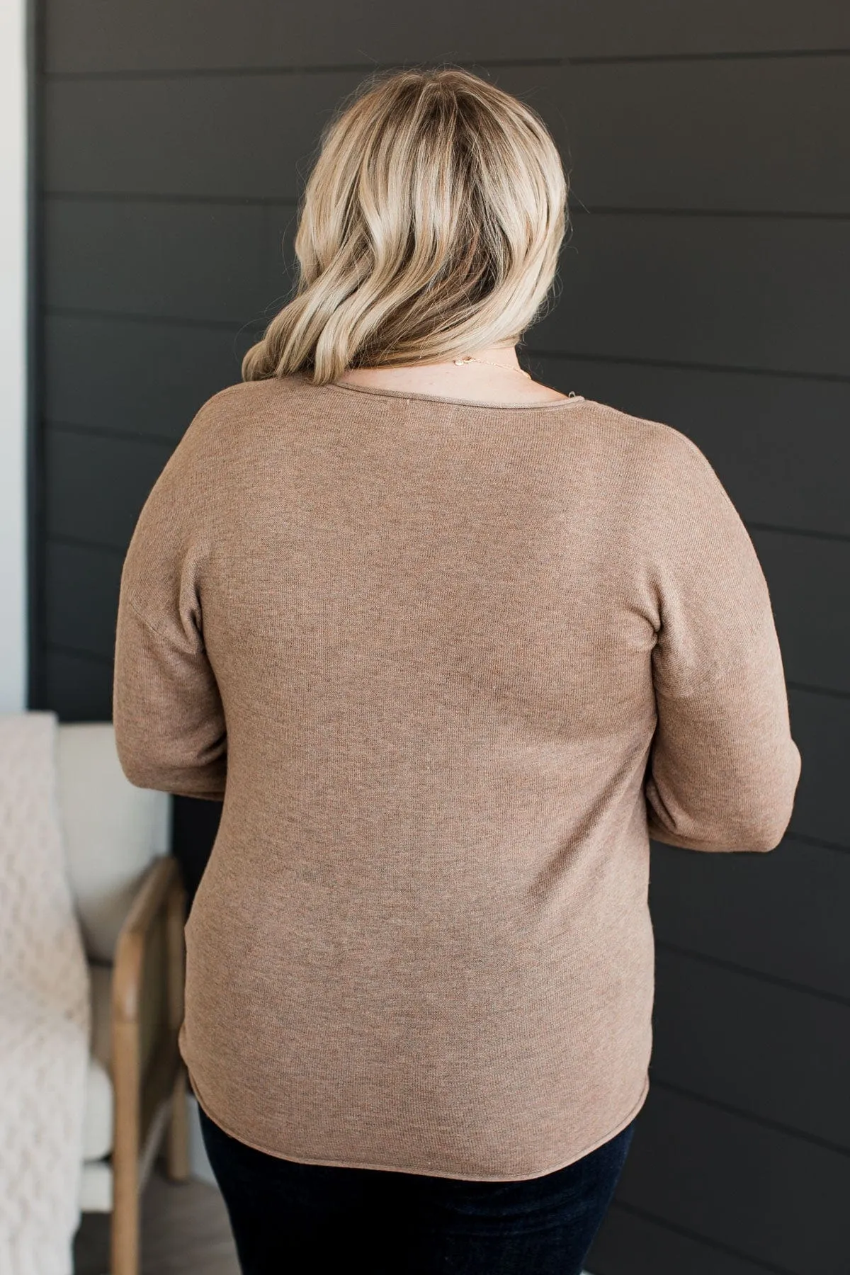 Catching Looks V-Neck Sweater- Mocha