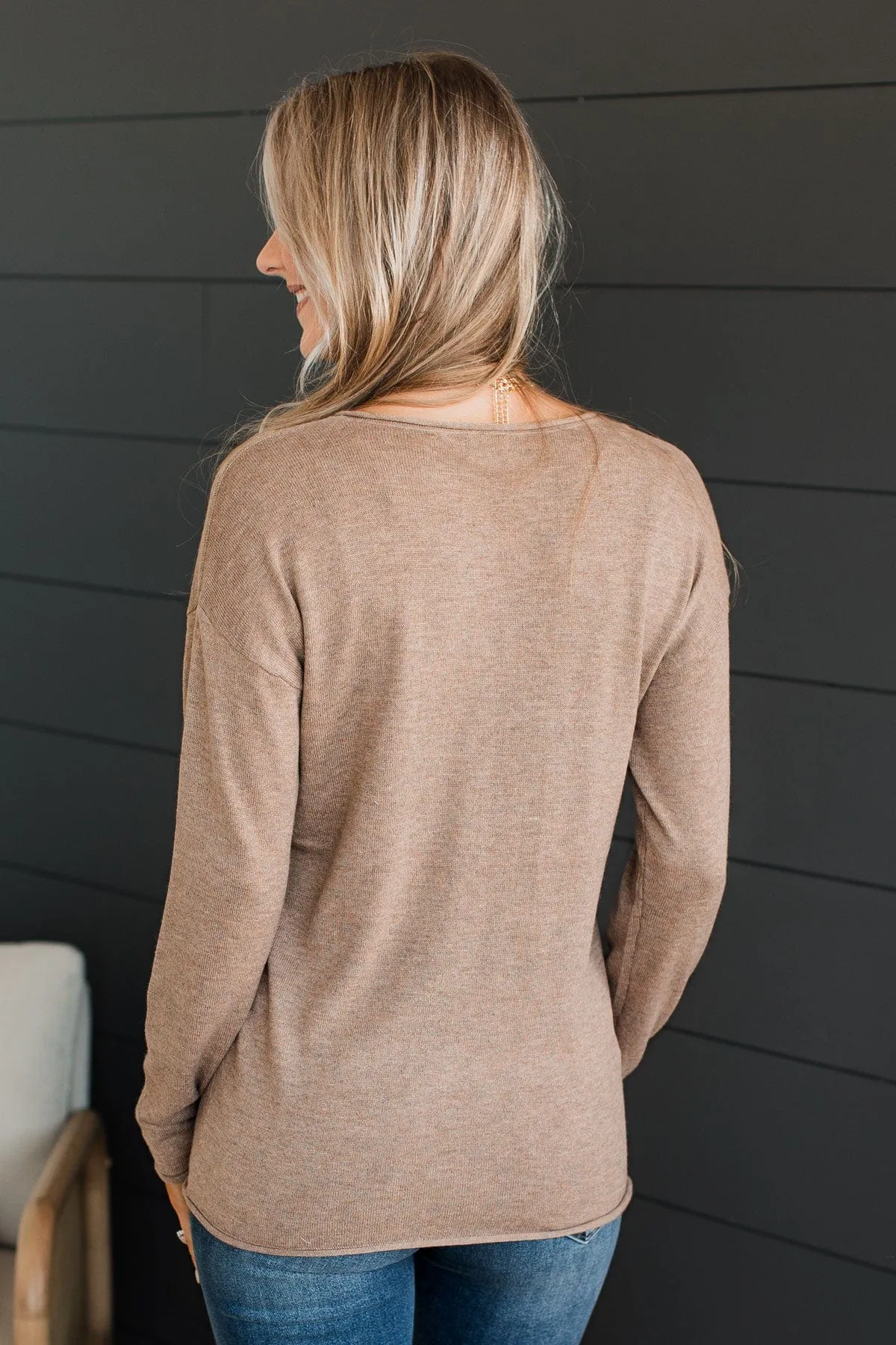 Catching Looks V-Neck Sweater- Mocha